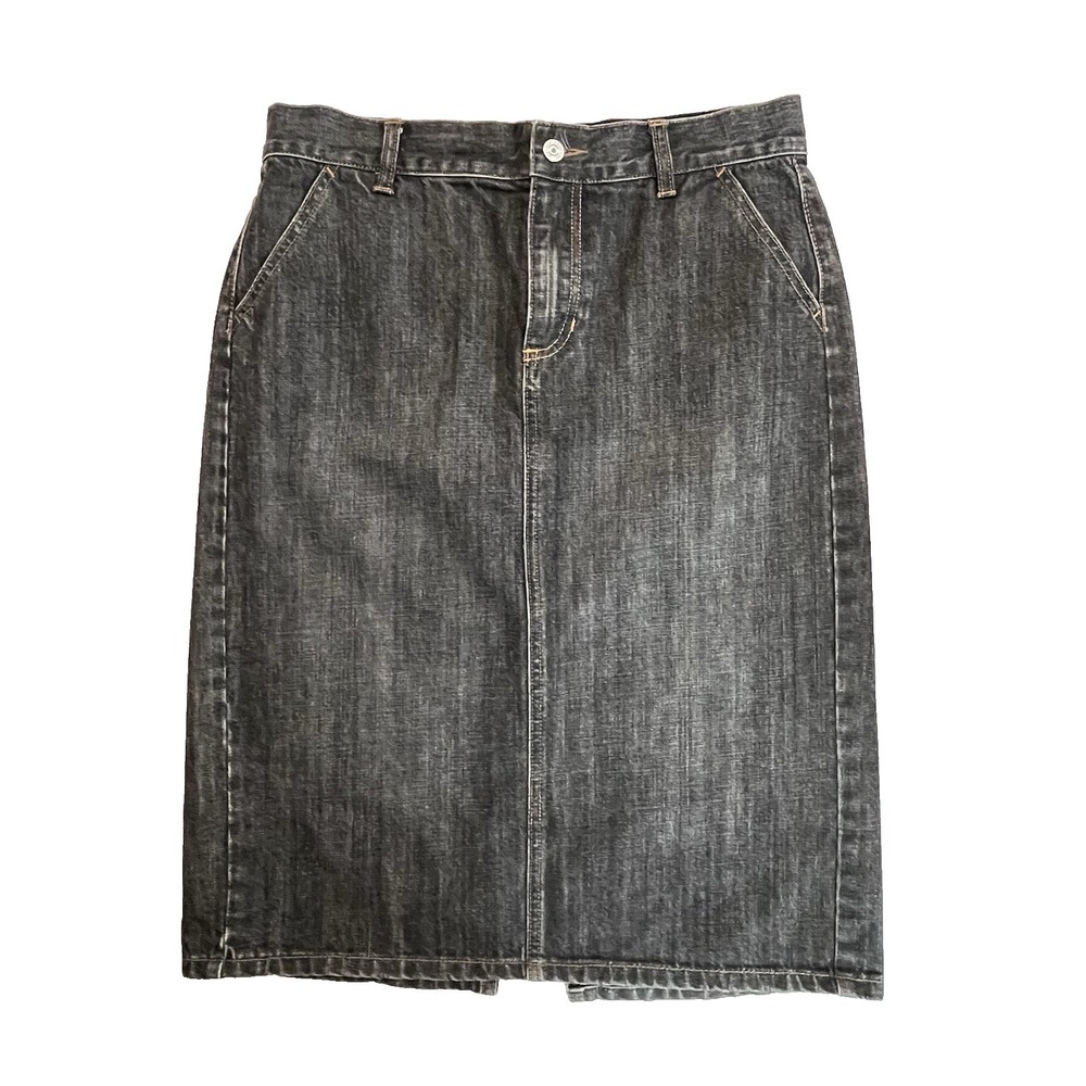 Vintage Gap Black Denim Jean Skirt Womens sz 10 Classic Preppy Natural Fibers